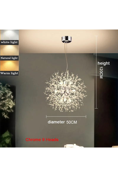 Choice إضاءة محايدة 220 فولت كروم 50 سم إضاءة LED حديثة على شكل الهندباء مصاب...