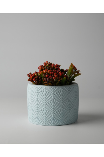 Kaju Creative Dekoratif Beton Saksı - Yaprak Desenli 8x10 0.25L Küçük Boy Saksı