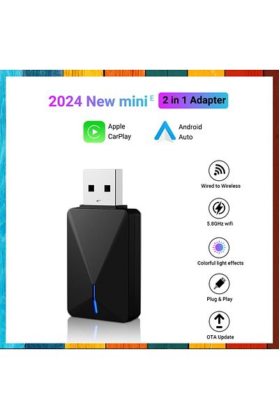 Choice 2in1 Mini Box New 2in1 Carplay&Android Auto Mini Box Wired to Wireless Carplay Adapter for USB/Type
