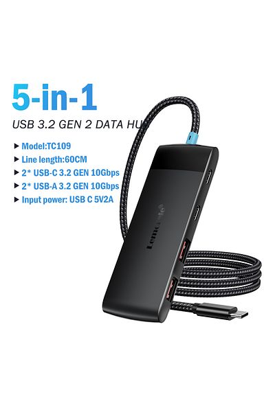 lemorele موزع USB 2C2A USB 60CM Lemorele USB Hub Type C Hub USB3.0 OTG 4 منافذ USB C/A HUB محول متعدد المنافذ للكمبيوتر المحمول