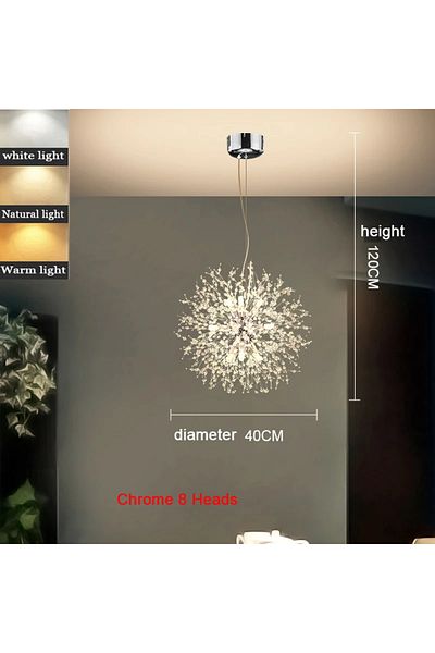 Choice Neutral light 220V Chrome 40cm Modern Dandelion LED Lighting Pendant Lights Living Room Dining Room