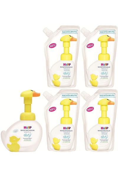 Hipp Babysanft Baby/Child Hand Washing Foam 250ml (4 Refills with 1 Pump) Advantage Package