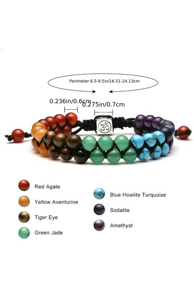 Choice سوار كريستال ملون لعلاج شاكرا 7 من توب بلازا، سوار خرز قابل للتعديل من...