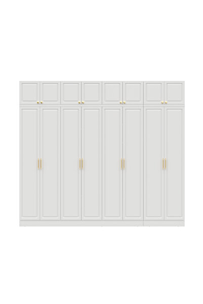 GuneyStore Ücretsiz Montaj Milas Gold 8 Kapaklı Komple MDF Yüklüklü Gardırop