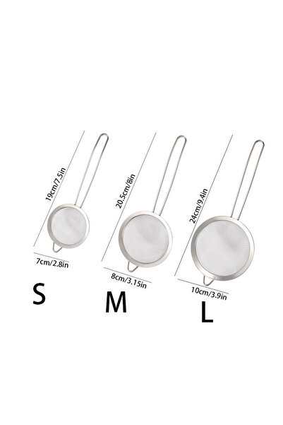 Choice 3 قطع من مصفاة شبكية دقيقة من الفولاذ المقاوم للصدأ بمقبض قوي وخطاف، مصفاة منخل للعصير