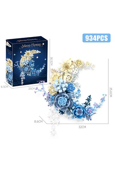 Choice Moon Flower With Box Creative Expert Eternal Moon Flowers Building Blocks Home Decoration Wall Hangi