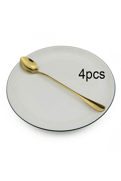Choice 4pcs Gold Colorful Long Handled Teaspoons Juice Coffee Stirring Cutlery Stainless Steel Spoon Ice Cr
