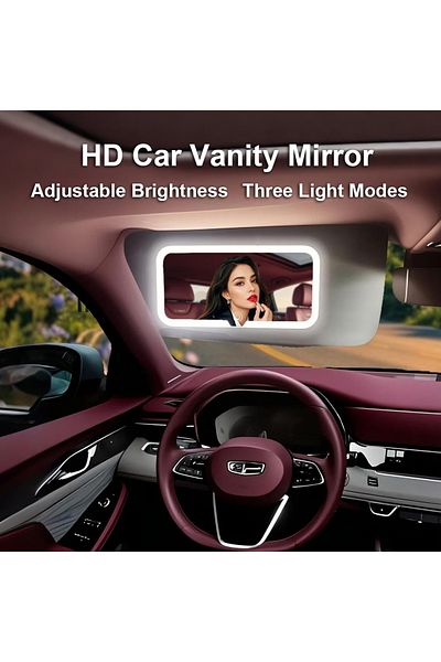Choice WHITE HD Mirror Car LEDMakeup Mirror Three Gear Adjustment Sun Visor Plate Interior RearMirror Dimma