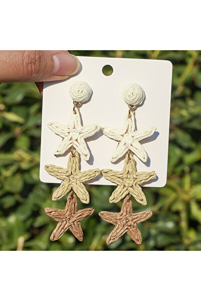Choice Style 2 Bohemian Fashion Raffia Starfish Earrings for Women Geometric ...