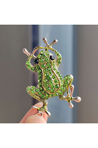 Choice دبوس ذهبي اللون من ZAKOL دبوس ضفدع كريستالي أخضر فاخر دبابيس حيوانات د...