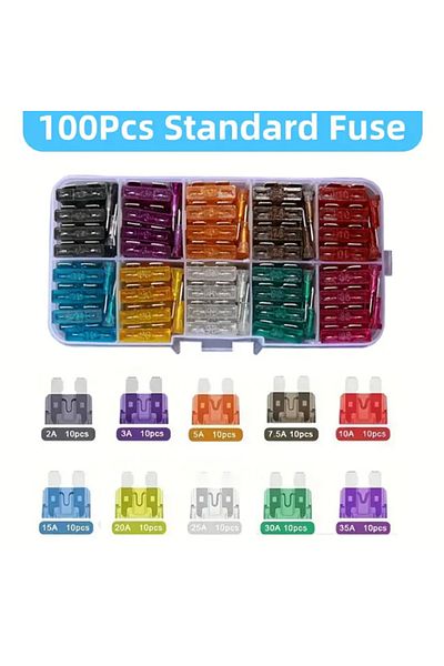 Choice 100Pcs 100 Pcs 10 Specifications Automotive Fuse Set 2A 3A 5A 7.5A 10A 15A 20A 25A 30A 35A Car fuse
