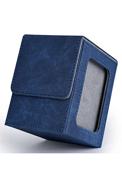 Choice علبة تخزين بطاقات باللونين الأزرق والرمادي مع نافذة عرض، تتسع لأكثر من...