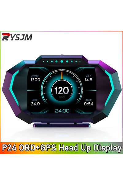 RYSJM P24 Obd Gps Hud P24 Digital Dashboard Head Up Display Real-time Car Speedometer & Odometer For All V