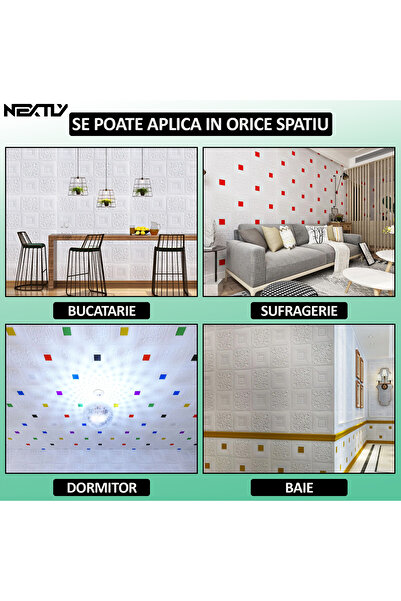 NEXTLY Σετ 50 αυτοκόλλητων ταπετσαριών 3D, με σχέδιο τούβλου, για τοίχο ή οροφή, αδιάβροχες