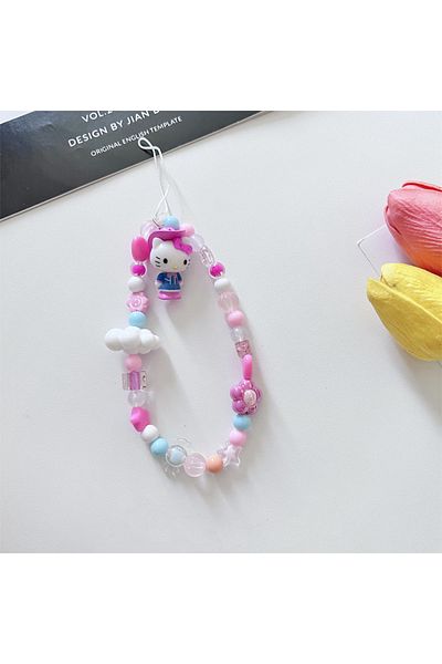 Choice Hello Kitty Sanrio Cartoon Hello Kitty Beaded Phone Chaingirl Heart Decorated Hanging Chain Backpack