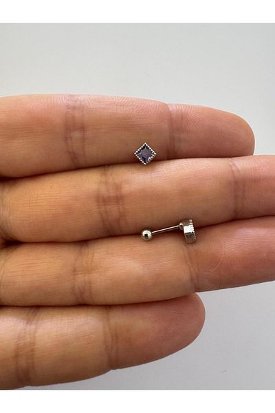 Arescollection 1 Pc Zircon Stone Helix Tragus Lobe Matched Piercing Earrings