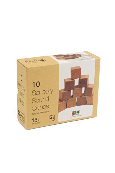 Ant Sensory cubes, 10 natural wooden cubes with 5 sounds