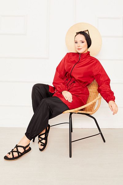 dilber fashion Bone and Bag Gift Gathered Waist Hijab Swimsuit Set
