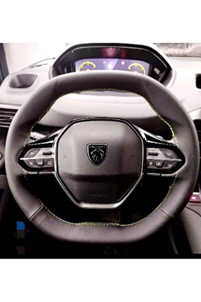 HASBAY DİKİŞLİ DİREKSİYON KILIFI SİYAH DERİ SARI DİKİŞLİ 2 PARÇA PEUGEOT RİFT...