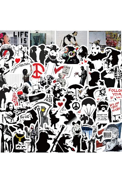 Choice 67pcs-random 67pcs Banksy Sculptures Flower Thrower Stickers Cool Street Art Graffiti Decals For Lug
