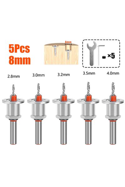 Choice Round 8mm 8mm 10mm Countersink Drill Bit Kit Adjustable Limit Taper Drill Spiral Countersink Chamfer