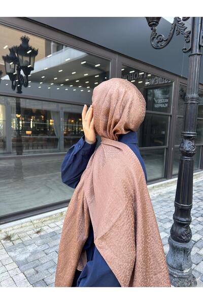 Qalortex Scarf Stone Pattern Cotton Jacquard Shawl-Brown