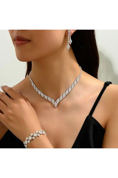 Choice 9253-4PCS 4/3 Pieces Of Wedding Season Women's Claw Chain Series Earrings, Necklaces, Bracelets, Jew