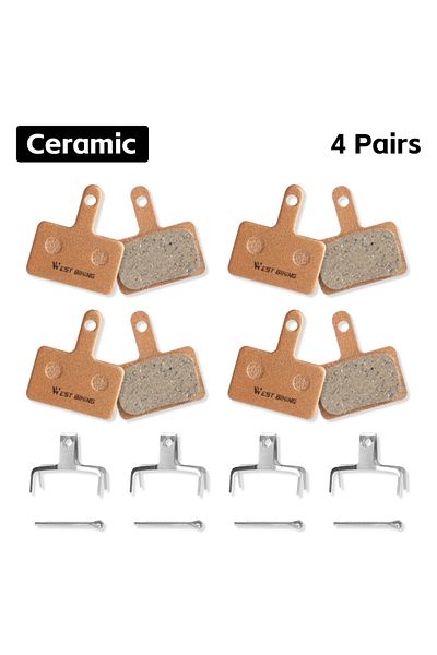 West Biking Ceramic 4 Pairs WEST BIKING Resin Ceramic Bike Brake Pads For Shimano Mt200 M515 C501 C601 1/2/4/6/8