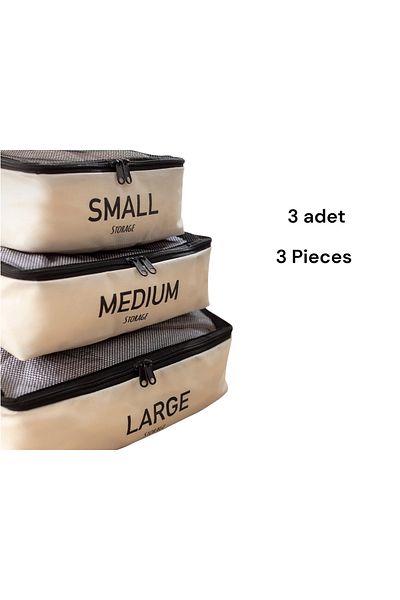 Madame Coco Eva 3-Piece Suitcase Organizer Set – Stylish, Lightweight and Practical Travel Organizer in Cream Color