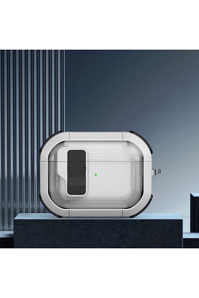 XhaoR For Airpods 4 White Security Lock Transparent Cover For Airpods Pro 2 3 4 Anc Case With Magnet Keych