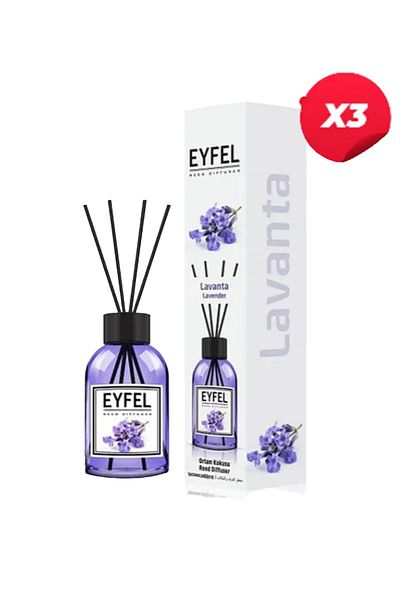 Eyfel LAVENDER SCENT aroma room air freshener with sticks, 120ml X3