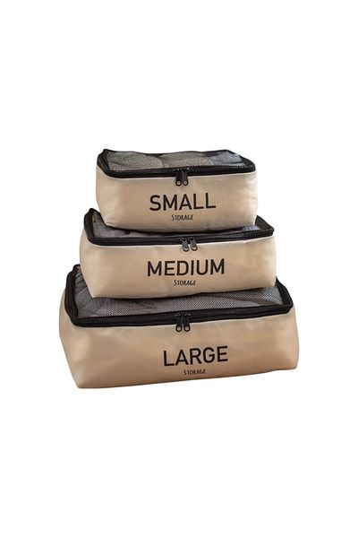 Madame Coco Eva 3-Piece Suitcase Organizer Set – Stylish, Lightweight and Practical Travel Organizer in Cream Color