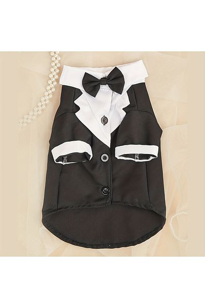 Choice M Black Pet Shirt Small Dog Clothes Wedding Formal Suit With Bow Tie Costume