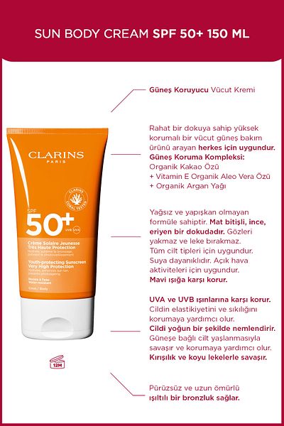 Clarins Sun Body Cream Spf50+ 150Ml-Spf 50+ Body Sunscreen