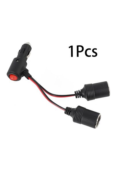 Choice Car Cigarette Lighter 12v 24v Splitter Adapter W/ On Off Switch 1 Male To 2 Female Sockets Y Spli...