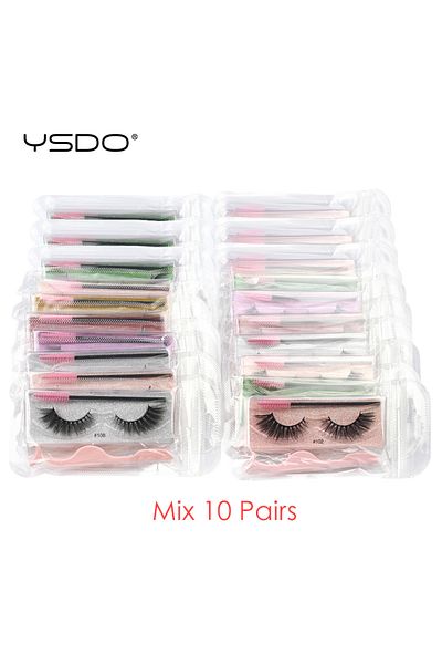 Choice Mix 10 pairs YSDO Lashes Wholesale 10 Pairs Fluffy Volume 3d Mink Eyelashes Makeup Natural Long Mink