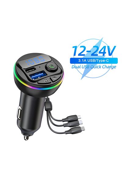 Choice USB Type-C Bluetooth 5.0 FM Transmitter Car Kit MP3 Modulator Player Handsfree Audio Receiver With 3