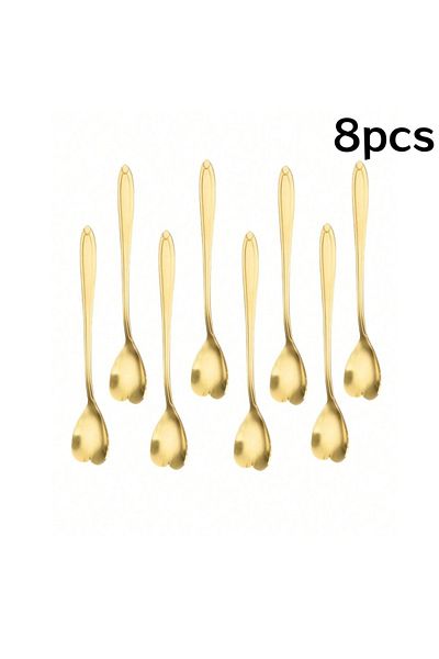 Choice Heart 8PCS 8/16Pcs Stainless Steel Heart Shape Coffee Spoons Gold Scoop for Dessert Tea Accessories