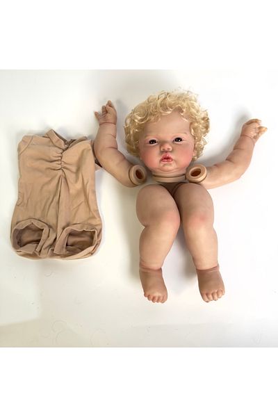 NPK 60CM WHITE NPK 24inch Pickle Awake Girl Curly Blond Hair Paint Doll Kit Already Painted Doll Parts