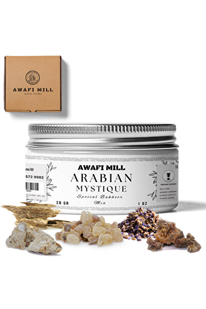 AWAFI MILL مزيج بخور عربي غامض - جاوي أبيض، راتنج المر - زجاجة ٢٨ غرام (١ أونصة)