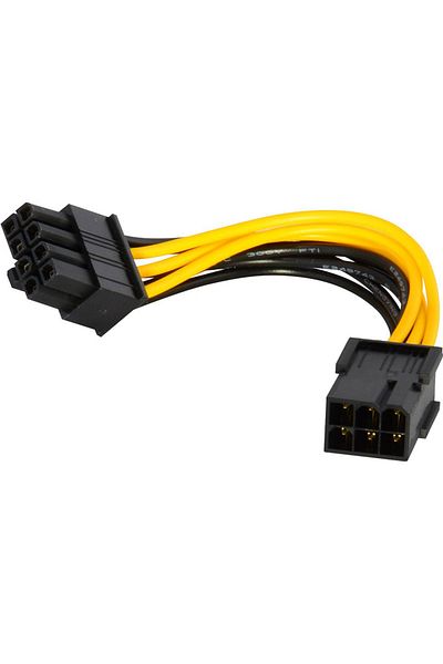 Ninth World كابل محول طاقة PCI Express من قطعتين بطول 20 سم، من 6 دبابيس أنثى إلى 8 دبابيس ذكر، لبطاقة رسومات وحدة المعالجة المركزية والفيديو، 6 دبابيس