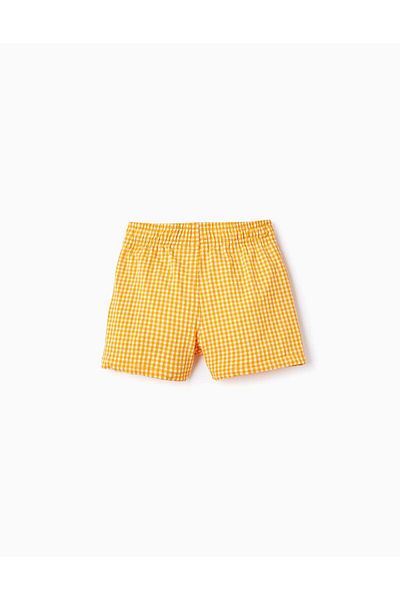 Ziddy Swim Shorts with Vichy Pattern for Boys, Yellow
