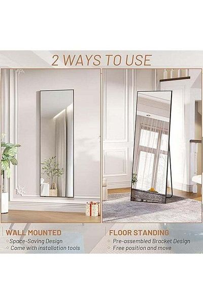 COOYA Full Length Mirror 155X45Cm,With Aluminum Alloy Frame Free-Standing Leaning For Living Room,Gold