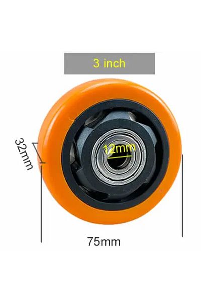Choice 1pc 3inch Pu Replacement Caster Wheels With Double Bearings Orange Color High Load Capacity Wear Res