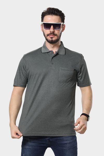 HEDEFNUR TEKSTİL Ανδρικό μπλουζάκι Dad με γιακά και τσέπη Oxford Plain Model Classic Cut