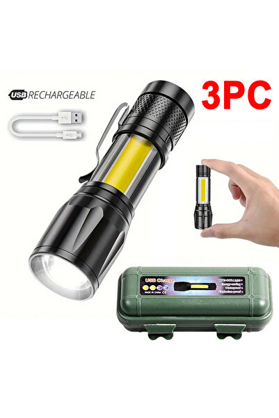 Choice 3 قطع 1/3/قطع مصباح يدوي LED صغير COB + XPE مصباح يدوي محمول للتخييم مصباح تركيز قابل للتكبير والتصغير