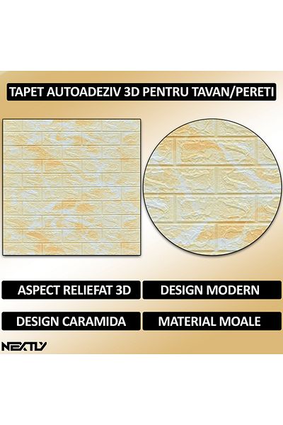NEXTLY Set 30 X Tapet Autoadeziv 3d , Pentru Perete Sau Tavan, Waterproof, Ajustabil, Suprafata