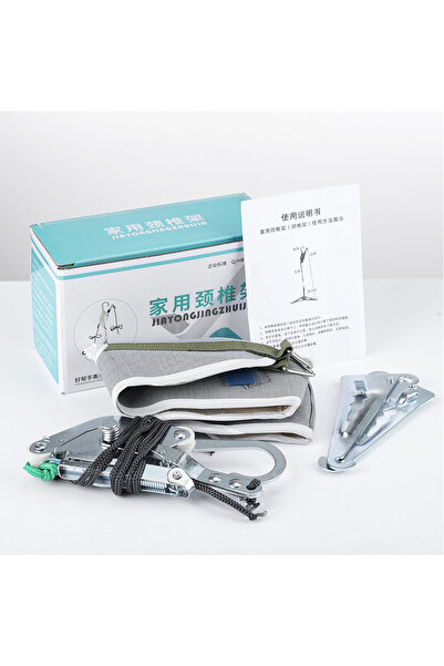 Choice طقم تثبيت الرقبة المعلق فوق الباب باللون الرمادي مع حزام وسادة ودعامة لتصحيح عنق الرحم قابل للتعديل