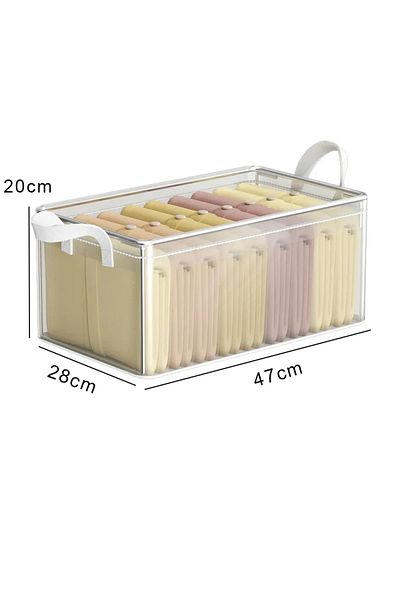 Choice without Lid-1pc PVC Transparent Storage Basket for Clothes Underwear Storage Box Stainless Steel Fra