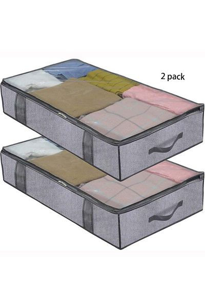 Choice Gray Under the bed quilt storage bag with cover can be folded, can be used for bedding clothes toys